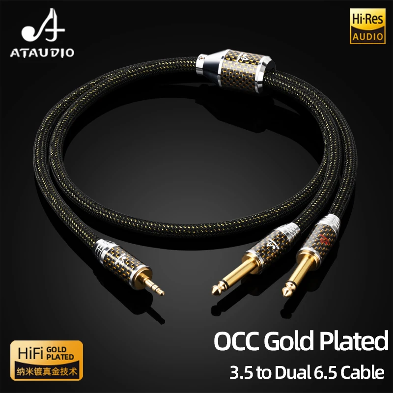 Cavo audio HiFi da 3,5 mm a doppio 6,35 mm Cavo OCC placcato oro da 3,5 a doppio 6,5TS di alta qualità per amplificatore telefonico