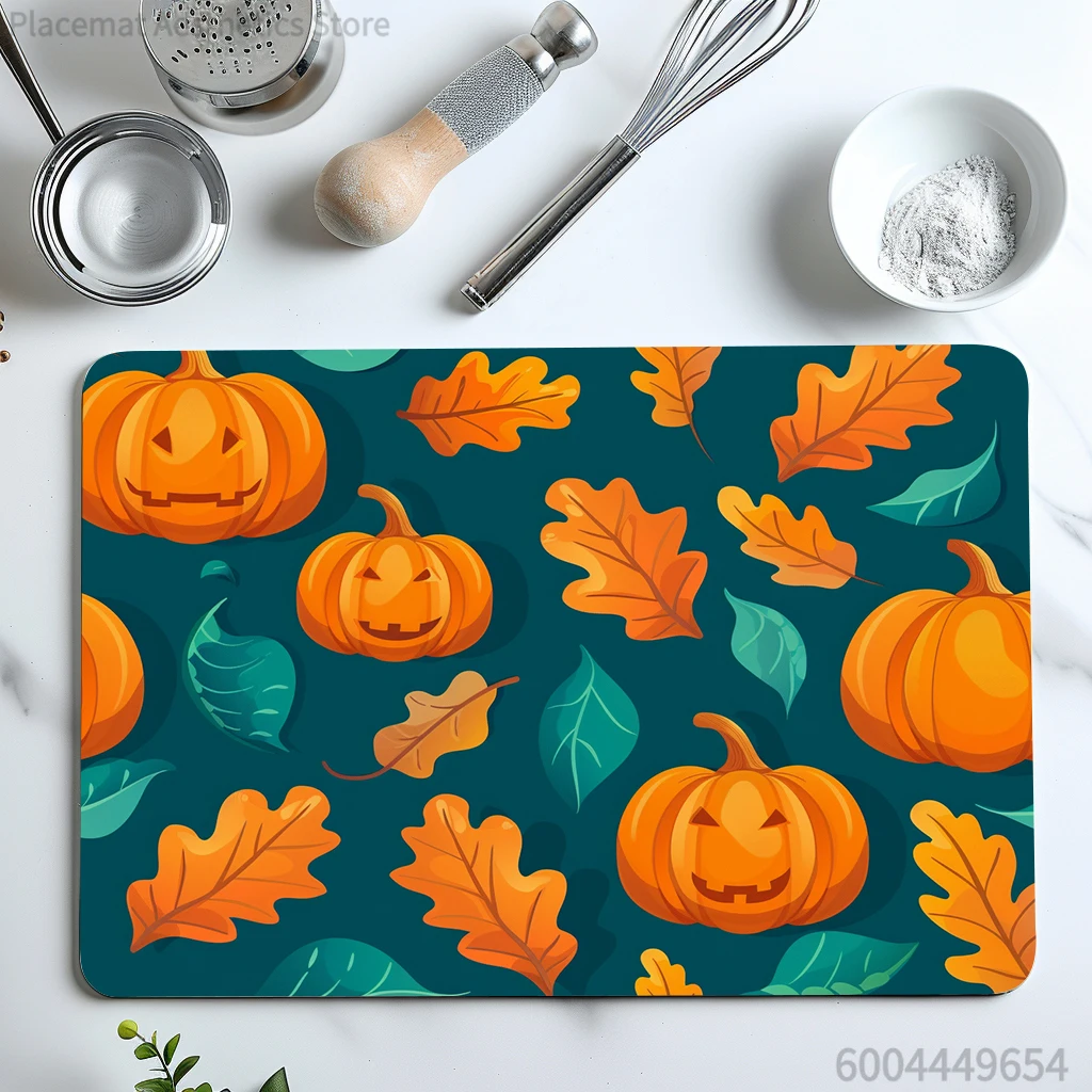 Absorbent Tableware Dish Drying Mats Flower Autumn Desk Drain Pad Heat Resistant Counter  Mat Non-slip Draining Placemat Kitchen