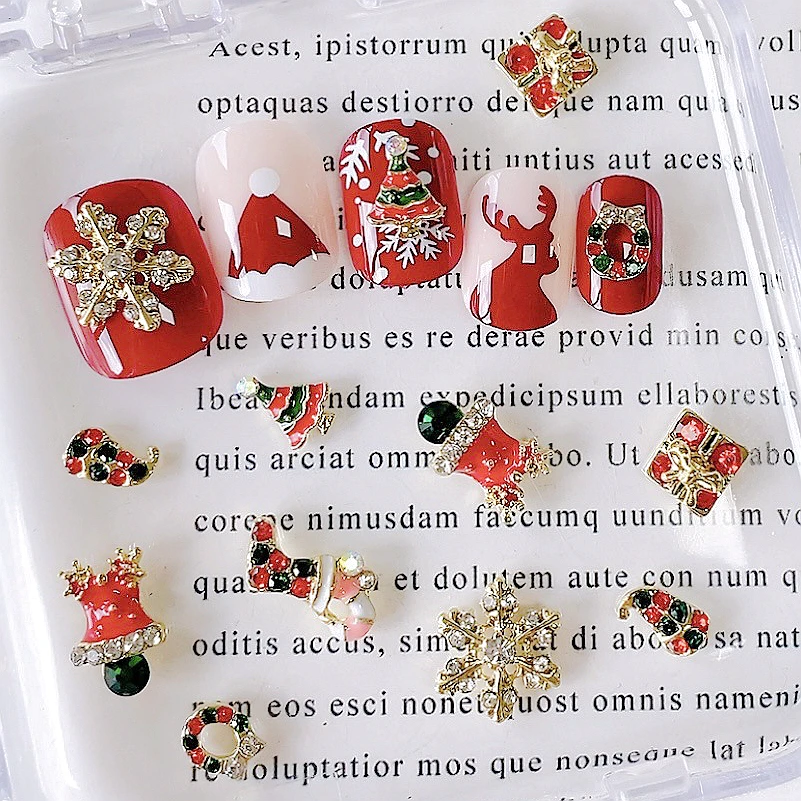 

10PCS 3D Luxury Alloy Snowflakes Nail Art Bell Charms Accessories For Christmas Manicure Decor Nails Decoration Design Supplies