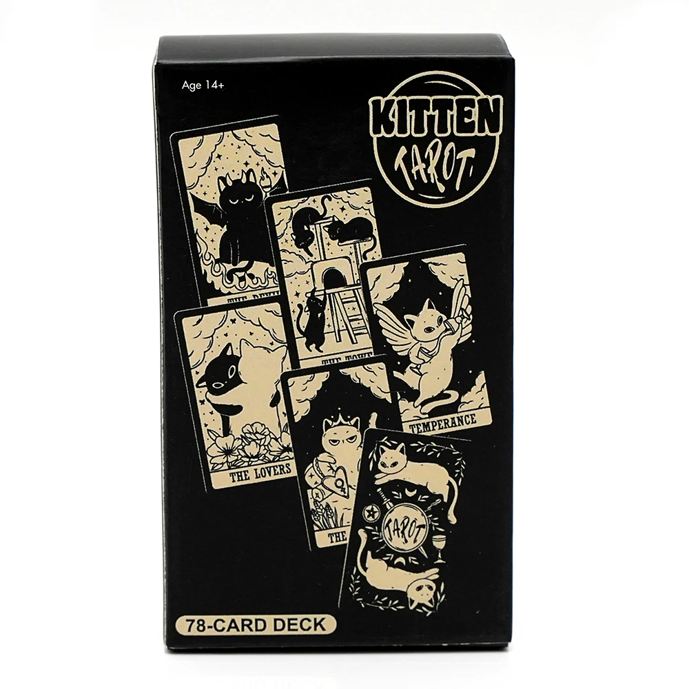 Newest Kitten Tarot Deck 78Pcs Cards Cute Black and White For Beginners Version Mysterious Board Game Fun Fortune telling Kit