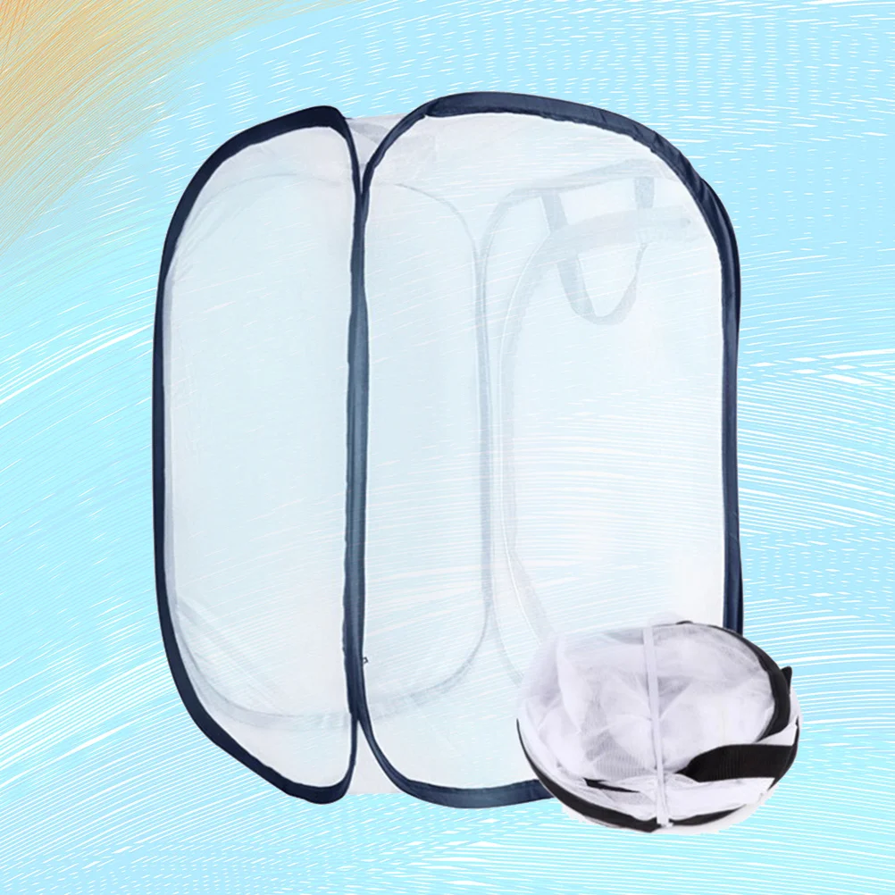 30x30cm White Foldable Cage Portable House Dragonfly Habitat Outdoor Nature Exploration Toys (Zipper for Random Color)