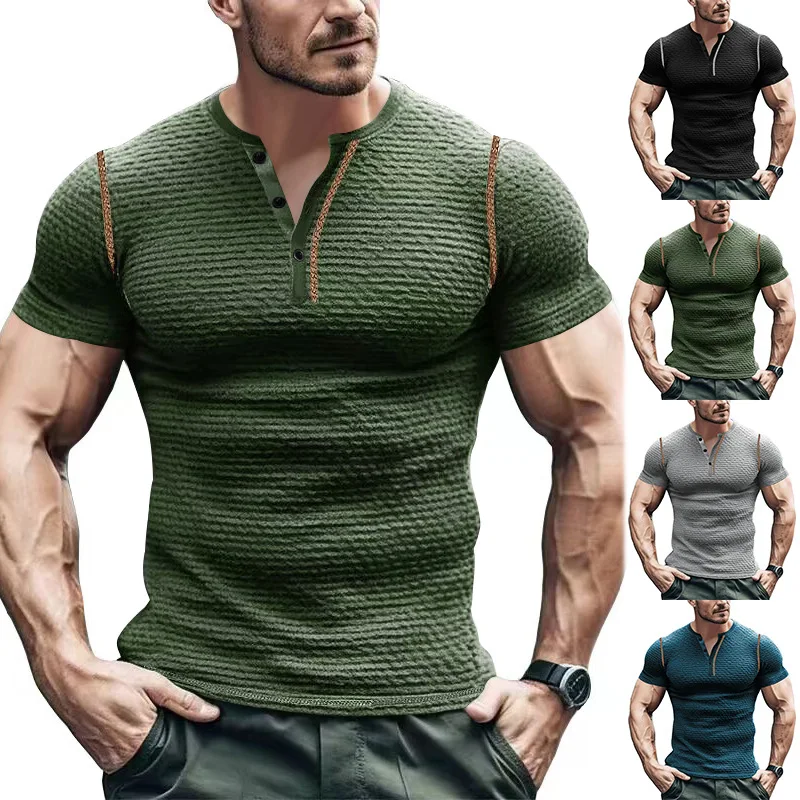 Men's checked shirt with breathable waffle fabric, lightweight, quick-drying, anti-wrinkle and fitted for active and casual wear