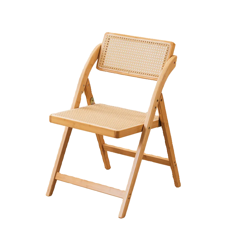 Silla plegable tejida de ratán para exteriores, silla portátil para el almuerzo para adultos, respaldo, silla de ocio de verano, muebles de comedor para el hogar