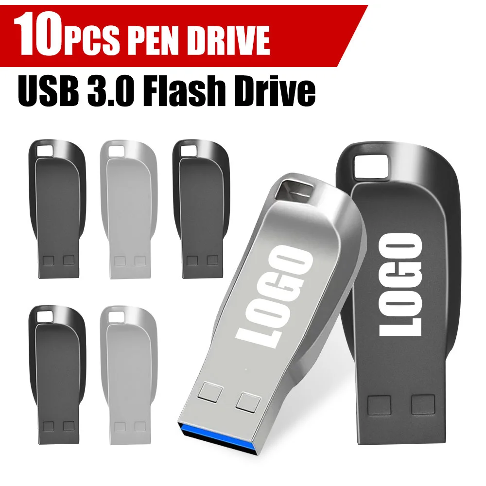 

(10 шт. Бесплатный логотип) Металлический флэш-накопитель 4G 8G 32G Pendrive 64 ГБ Высокоскоростной Memoria Usb 3.0 Stick Водонепроницаемые USB-накопители 128 г