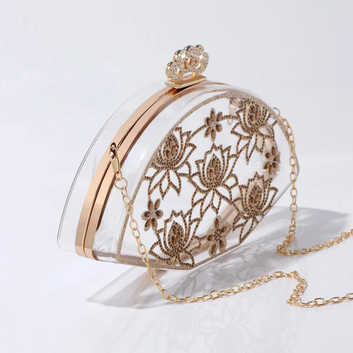 Dinner Fan-shaped Acrylic Transparent Bag Fashion High-end Handbag New Chinese Women's Bag Affordable Glitter Quilted Crossbody