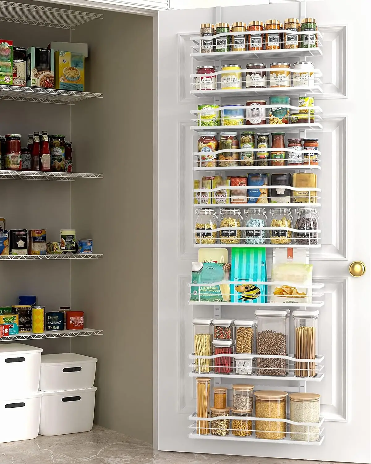 

9-Tier Over The Door Pantry Organizer, Metal Hanging Spice Rack for Home Kitchen Storage