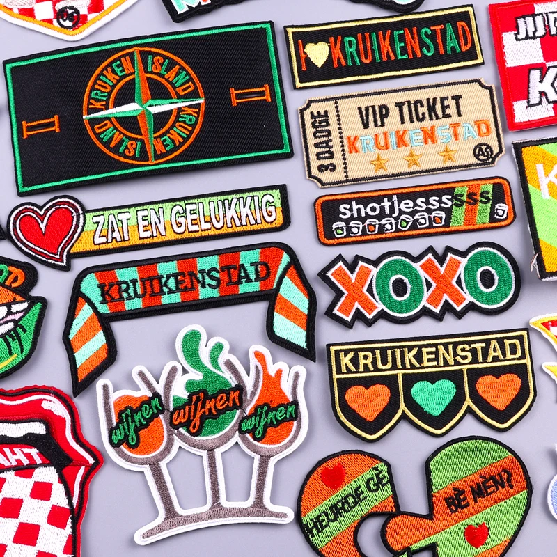 

Kruikenstader Emblem Embroidered Patches For Clothing Netherland Carnival Iron on Patch Sew On Applique Tilburg Patch Jacket DIY