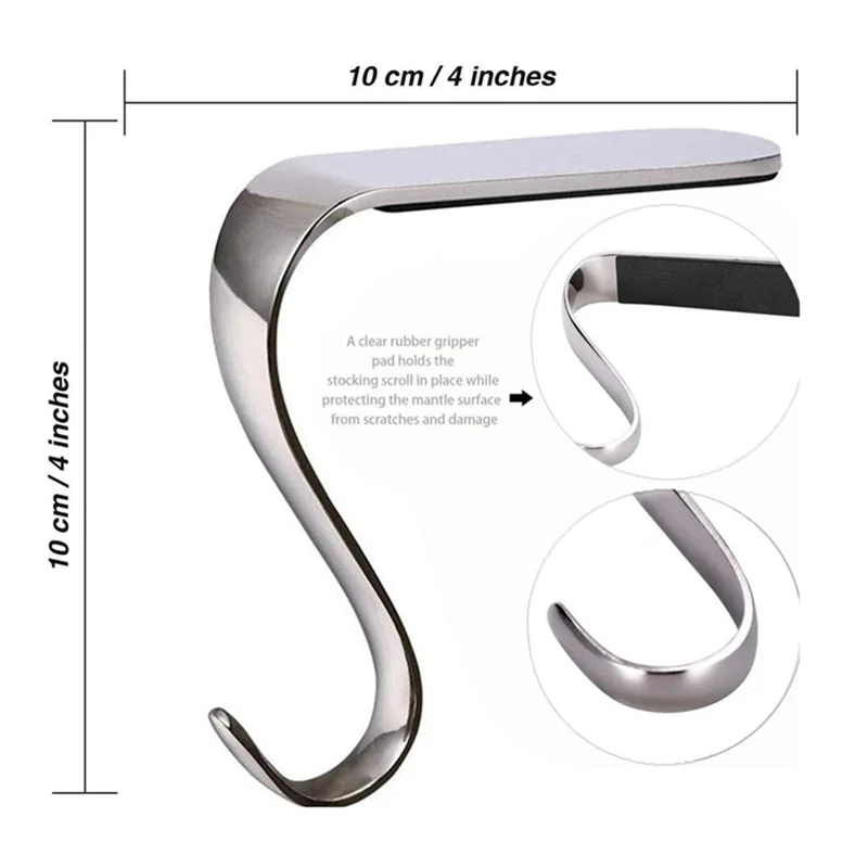 Рождественские держатели для чулок Рождественские крючки для вешалок для камина Праздничная каминная гирлянда Зажимы Металлические ручки Набор из 4 (золотых) Простые в использовании