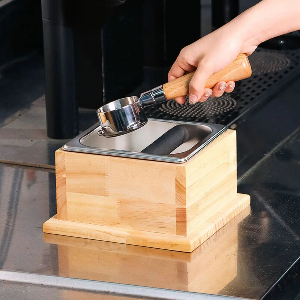 Durable Durable Coffee Knock Box Stainless Steel Wood Holder Anti Slip Espresso Waste Container For Professional Cafe Tool - Aliexpress Deal
