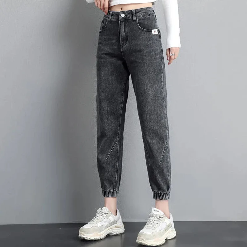 Hohe Taille Harem Jeans Hosen Neue Plus Größe 2XL Casual Denim Hosen Damen Büro Arbeit Ankle-Länge Hosen Lose mama Hosen