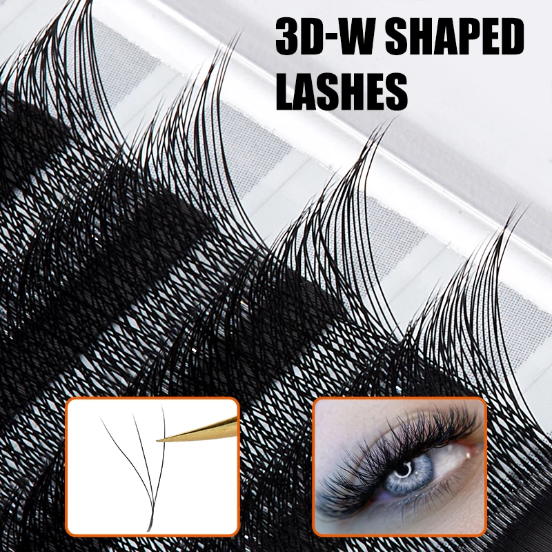 Yelix 3D W Lash Extension Supplies W Shape Lash Clusters Premade Volume Fans Natural Mink Individual Bundles Curl B/C/CC/D