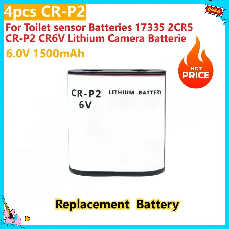 

6.0V 1500mAh 4pcs CR-P2 Toilet sensor Batteries 17335 2CR5 CR-P2 CR6V Lithium Replacement Digital Battery