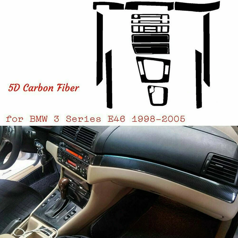 

Carbon Fiber 5D Interior Dash Wrap Trim For For BMW 3 Series E46 1998 2005 Vinyl Sticker Designed For For Left Hand Drive Cars