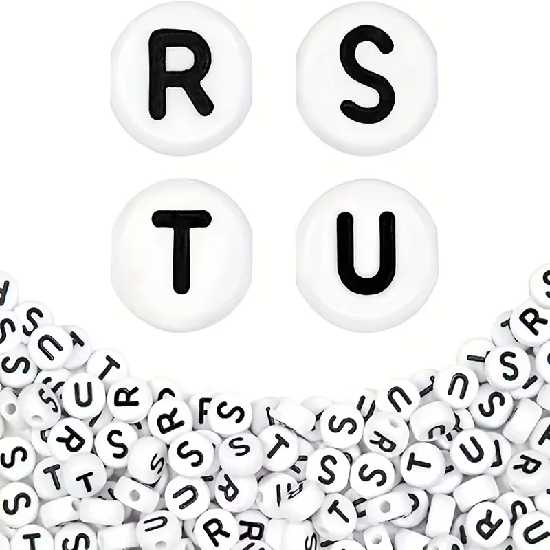 Perline con lettere 26 AZ per la creazione di gioielli, perline rotonde Vowel adatte per bracciali, collane, artigianato, perline per la creazione di gioielli