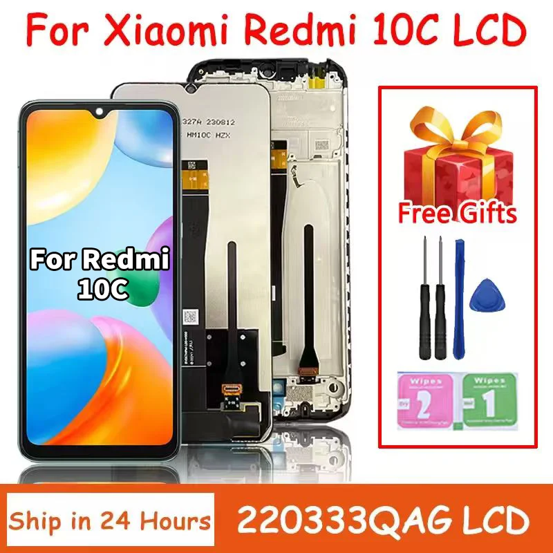 Tela de 6,71 polegadas para Xiaomi Redmi 10C: Display LCD com Touch Screen e Digitalizador para Redmi 10C (220333QBI) - Reparo da Tela e Aro