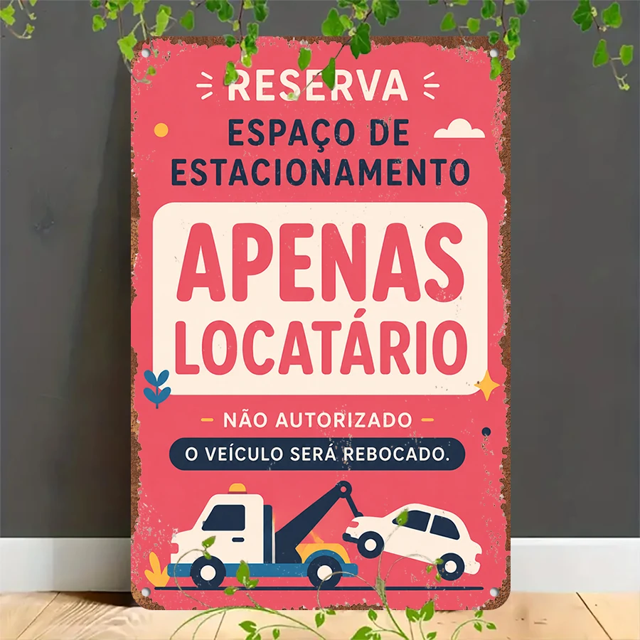 2D flat retro metal tin plate, Vintage Reserved Tenant Parking Sign, Suitable for home, garage, café, bar and garden decoration