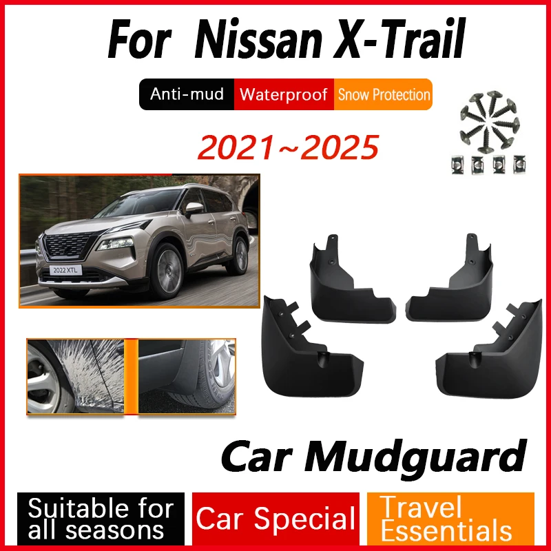 Car Mud Flaps For Nissan X-Trail X Trail T33 Rogue 2021-2025 Auto Fenders Antifreeze Mudguards Splash Mudflaps Car Accessories
