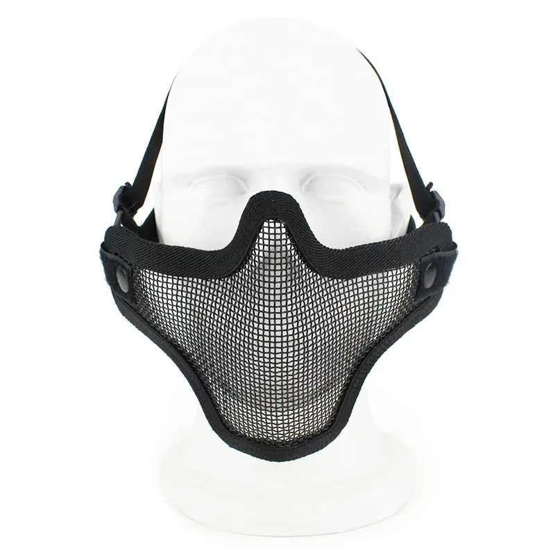 Masque tactique demi-visage avec Double ceinture pour l'entraînement sur le terrain CS, camouflage, fil d'acier, accessoires de tournage