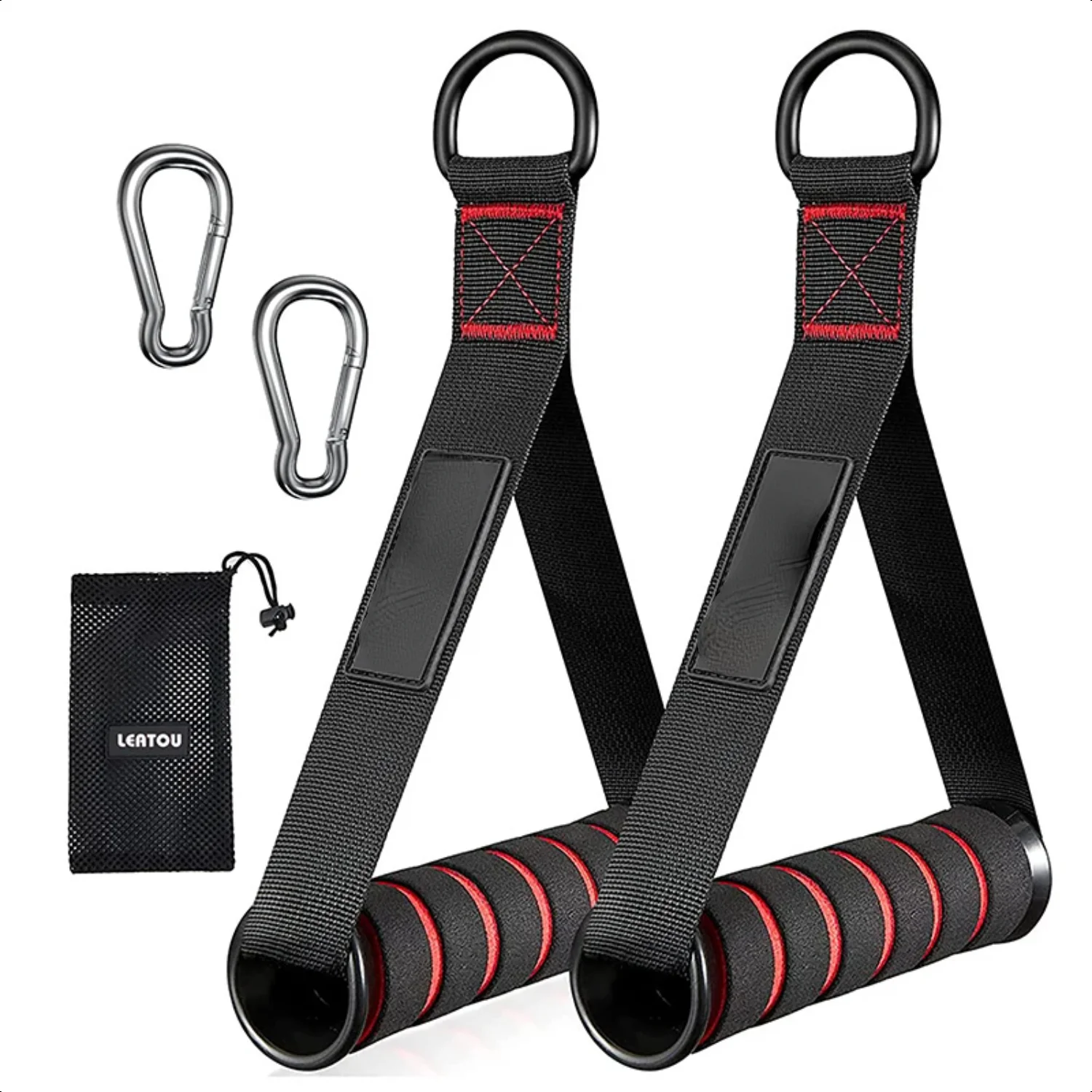D-Ring Metal Gym Handles Grip Workout Heavy Duty Cable Machine Handle With Hook การออกกําลังกายโยคะ Power Bands Gym