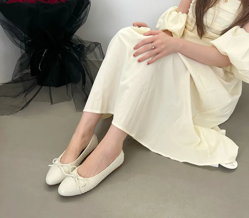 Bow-Knot Casual Woman Shoe Ballet Flats Female Footwear Round Toe Shallow Mouth Butterfly New Ballerinas Comfortable Dress PU La