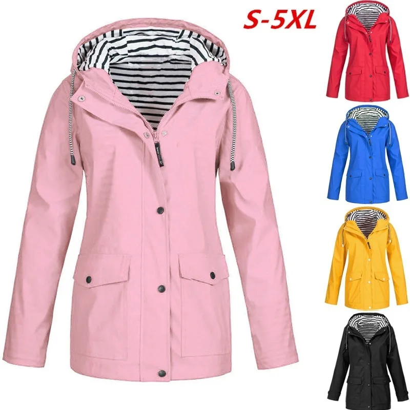 

2024 Autumn Womens Coat Waterproof Raincoat Fashion Ladies Outdoor Wind Rain Forest Jacket Coat Rainy