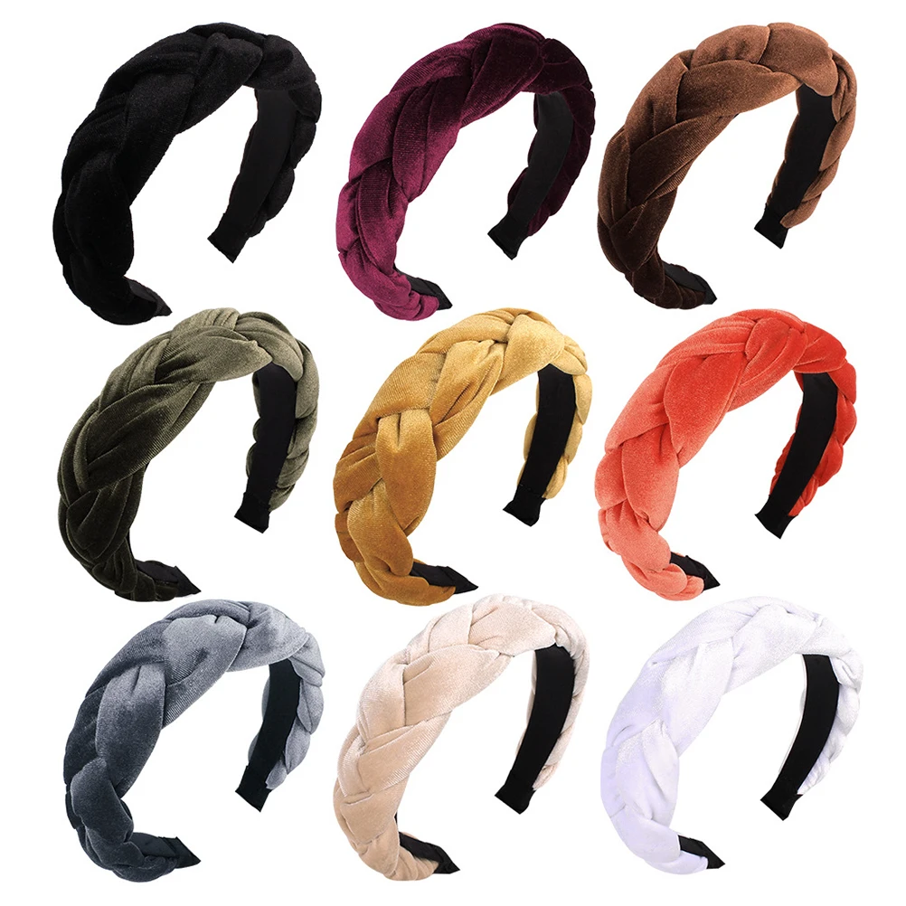 

4Pcs Unique Distinctive Wide Lace Headbands Simple Appearance Match Different Dress Ups Women Gift Black Wine Red Green Beige