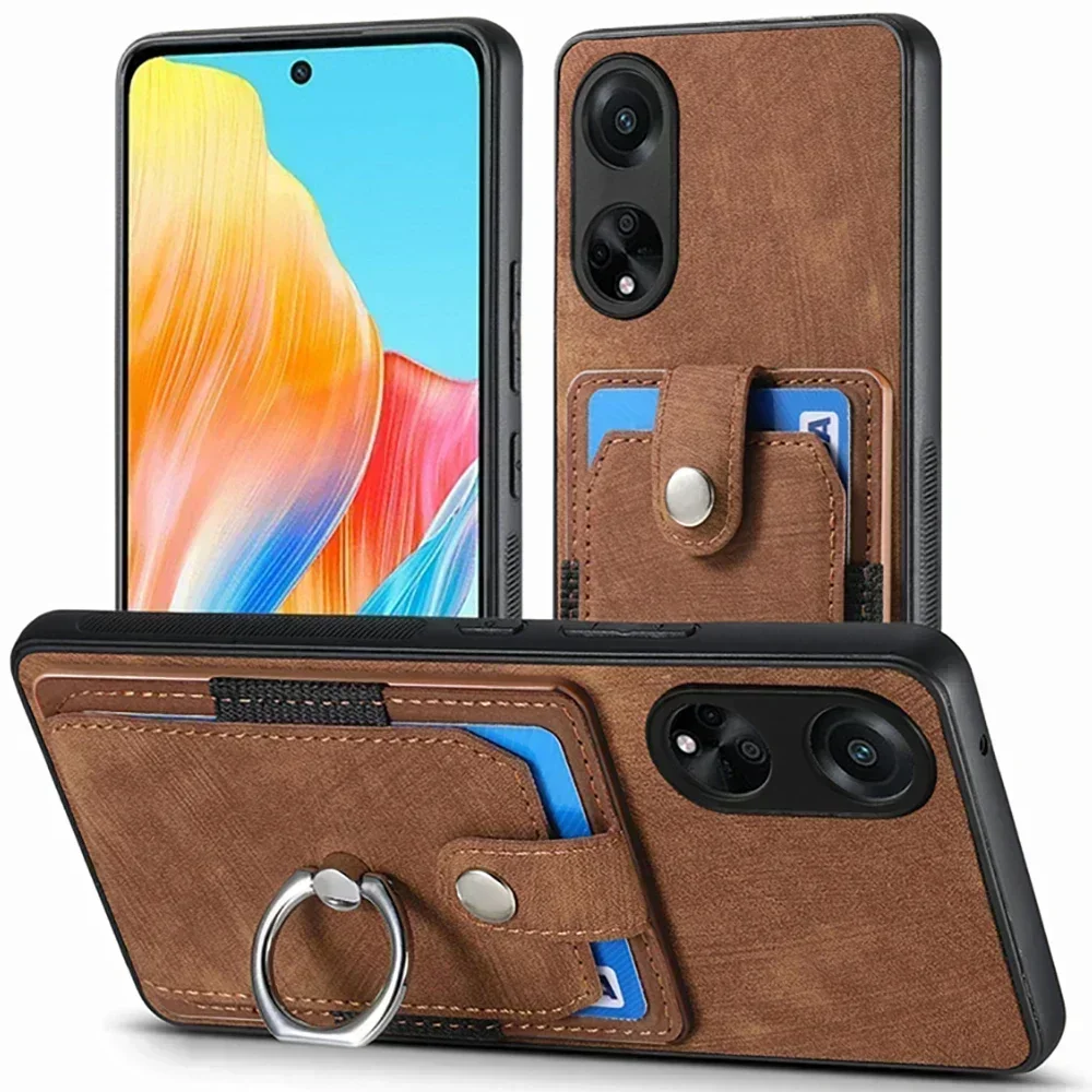 

Роскошный кожаный чехол для OPPO A98 A80 A79 A78 A58 A38 A18 A96 A76 A36 A 54 16 S A74 A94 A95 A17 Ring Magnet Back Cover