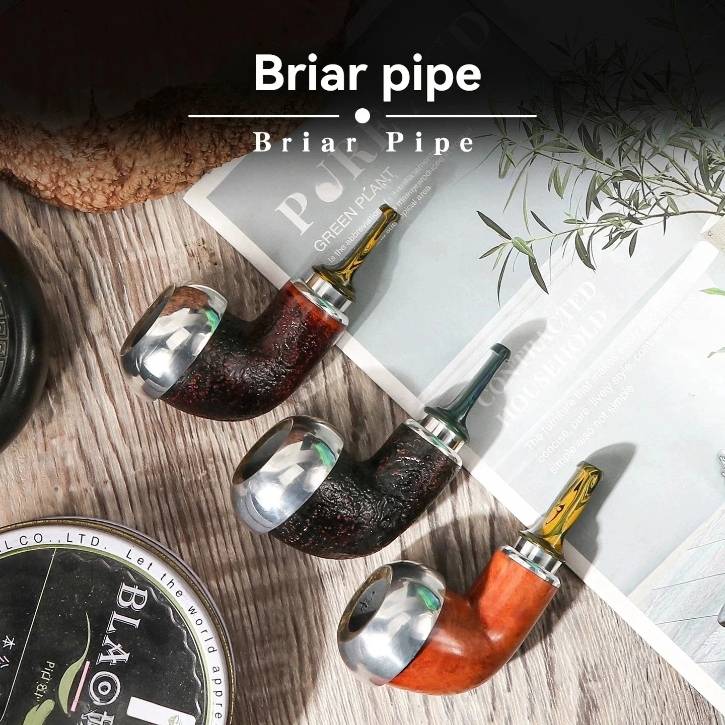 

Briar Large Cavity Gourd Smoking Pipe - Metal Rim Decor, Handcrafted Solid Wood, Luxury Smoking Pipe for Gentlemen