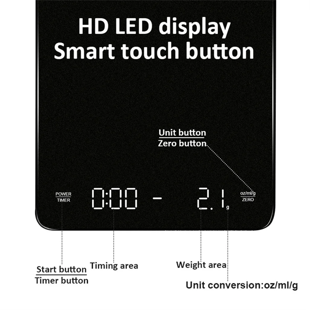 

Digital Coffee Scale LED Screen Measuring Weight Gauge with Timer