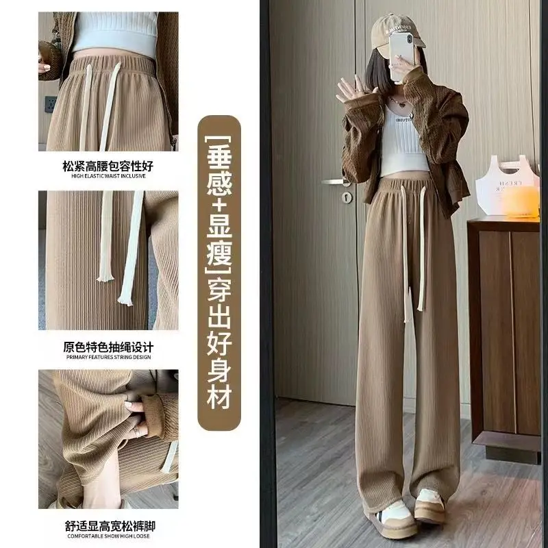 Loose Wide Leg Pants for Women Summer High Waist Flowy Casual Straight Leg Capris Jogger Pants Solid Color