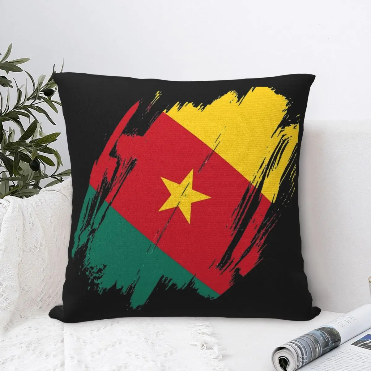 Cameroon Cameroun Flag Pillow Case Cushion Cover Custom Polyester Decorative Pillowcase for Home 45*45cm