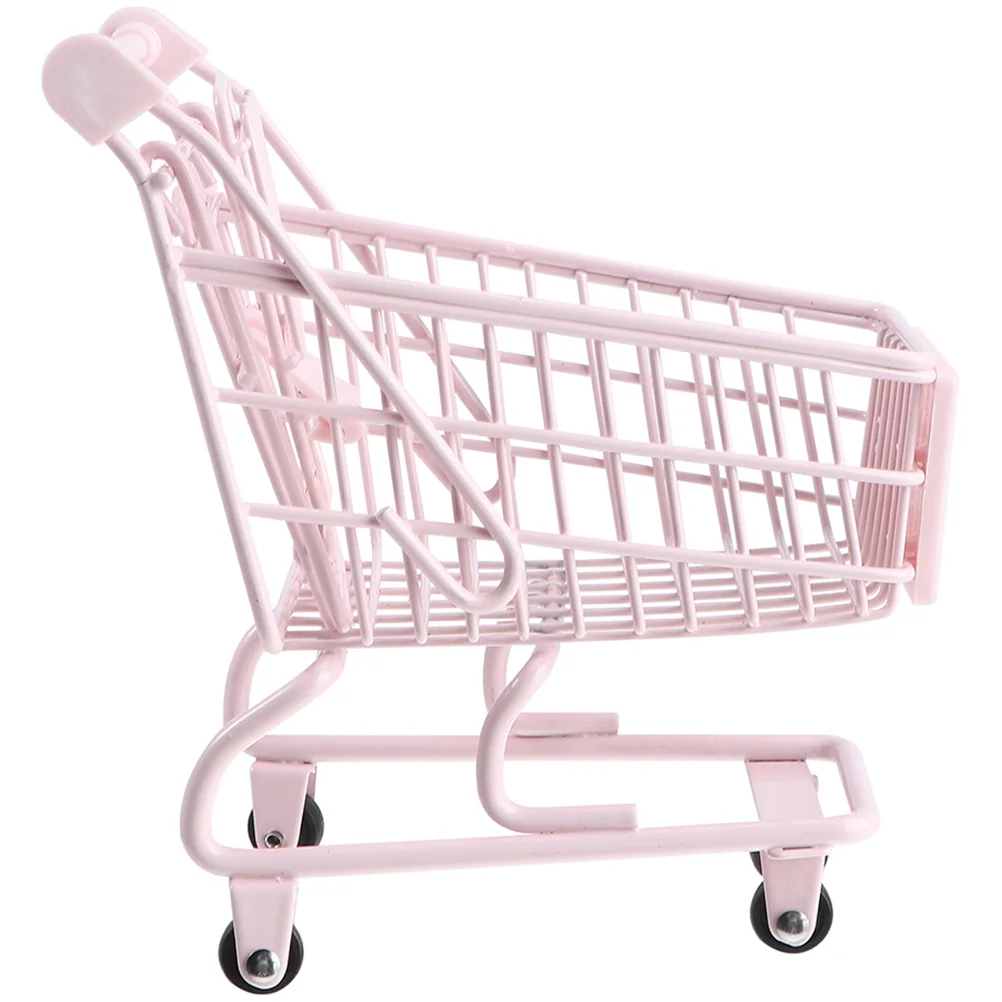 Toy Shopping Cart Baby Rolling Small Trolley Weave Wire Baskets for Storage Pantry Mini Toys