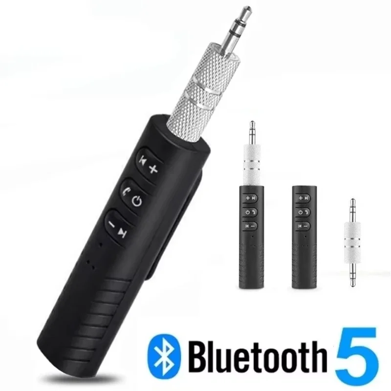 Adaptador receptor inalámbrico Bluetooth 5.0, transmisor Bluetooth de 3,5 mm, estéreo para música en el coche, audio, entrada auxiliar, receptor para auriculares, función manos libres.
