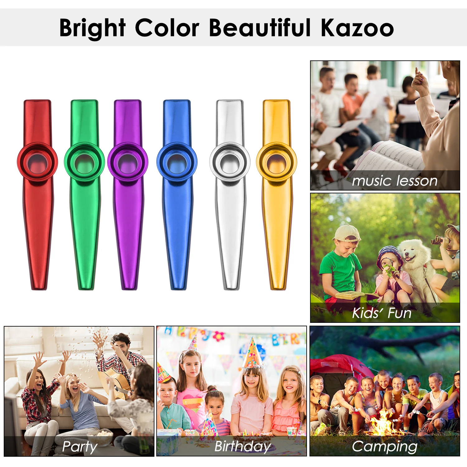 Description Picture 4 of item6pcs Aluminum Alloy Kazoo Musical Instrument for Child Adult Beginner (Random color )