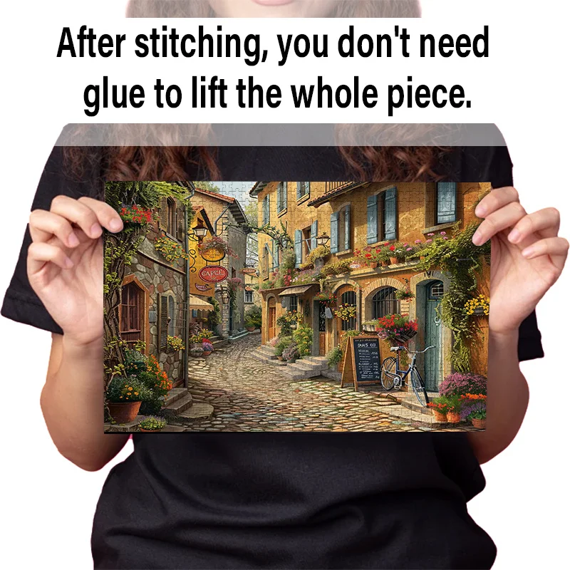 صندوق مكون من 1000 قطعة من الألغاز الصغيرة للبالغين بتصميمات الشوارع الأوروبية - مقاوم للخدش، صعوبة عالية، مناسب للبالغين، Fa