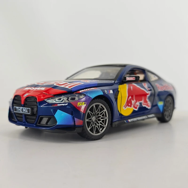 

1:24 BMW M4 G82 Red Bull Alloy Racing Model Rally Racing Ornament Collection Car Doors Can Open Sound and Light Gifts