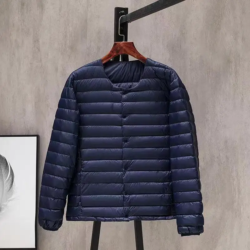 0-10℃ Men\'s Down Jackets 2024 New Autumn Winter Ultra Light Man Duck Down Coats Portable Collarless Puffer Outerwear Overcoat