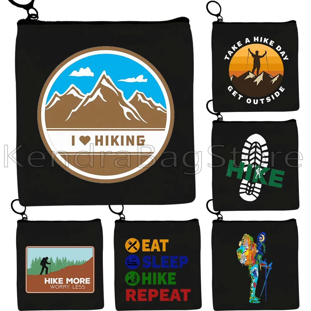 Love Outdoor Hike More Worry Less Hiking Boot Take a Hike Forrest Gifts Canvas Bag Coin Purse Square Key Card Bag Wallet Pouch