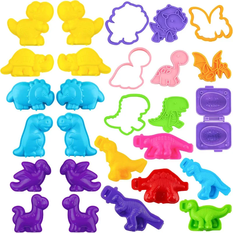 Cartoon Dinosaurier Spielen Teig Form Plastilin Spielzeug Zubehör für Kinder Kleinkinder 3D Kunststoff Formen Schneider Ton Knetmasse Werkzeuge