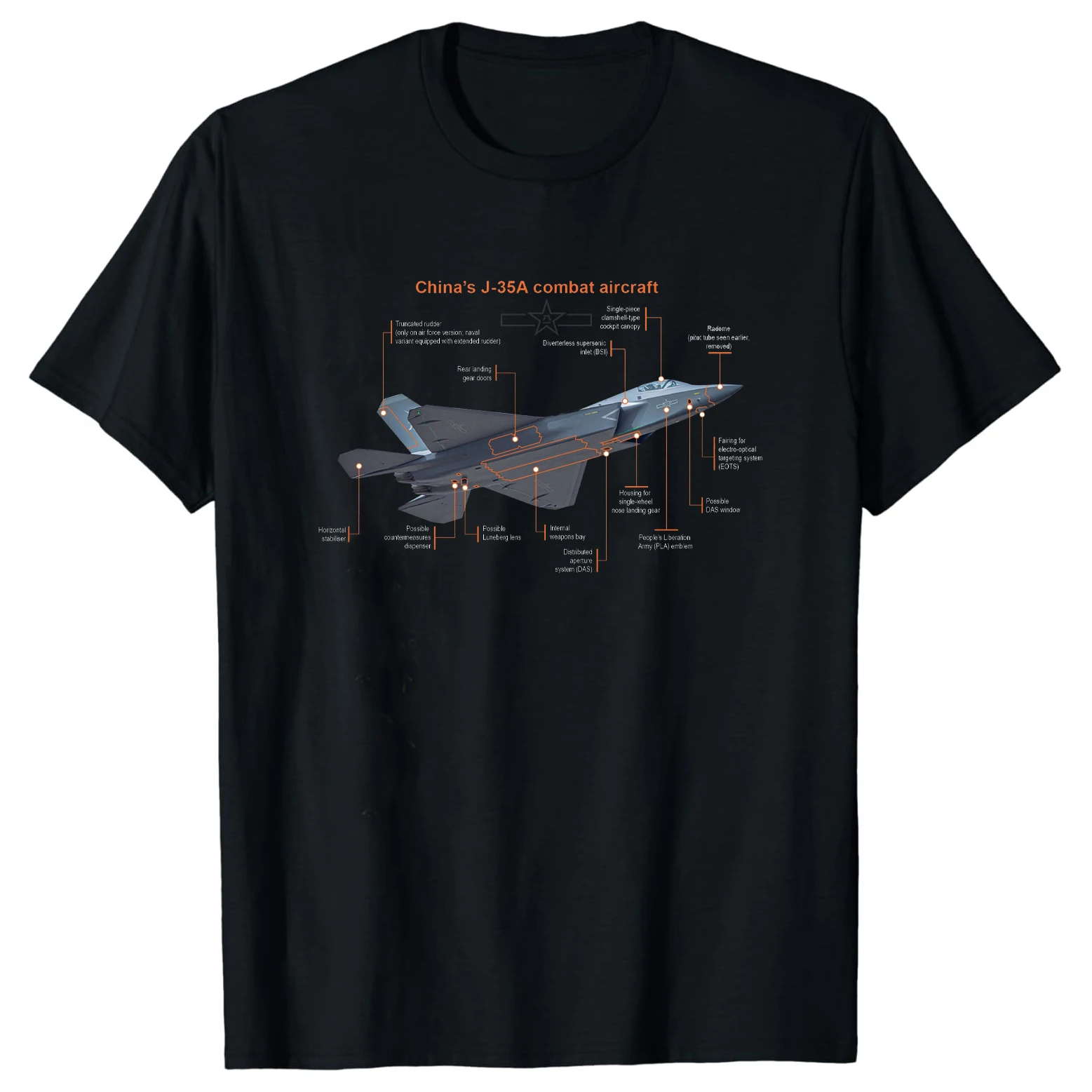

China Navy Carrier Aircraft J-35 Stealth Fighter T-Shirt 100% Cotton O-Neck Short Sleeve Summer Casual Mens T-shirt Streetwear