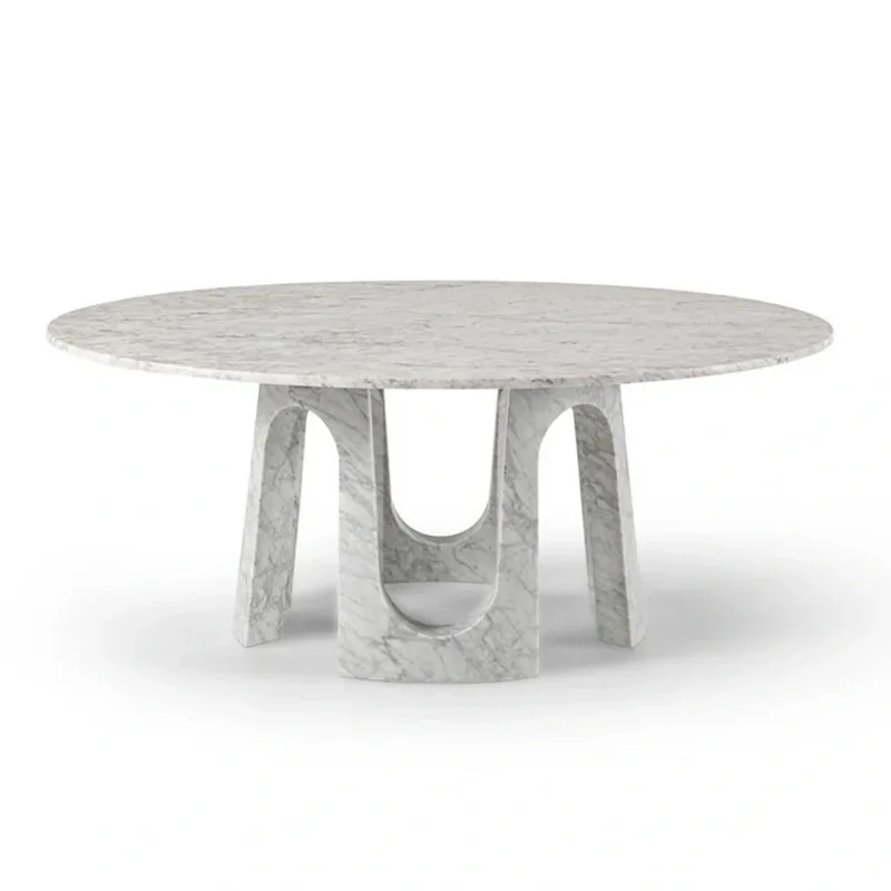 

Luxury modern Carrara white marble dining table series, home office hotel or outdoor wooden furniture restaurant