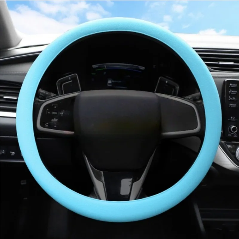 Car Silicone Steering Wheel Cover Summer Sweat-absorbing Soft and Anti-slip Handle Cover Universal Thin Style