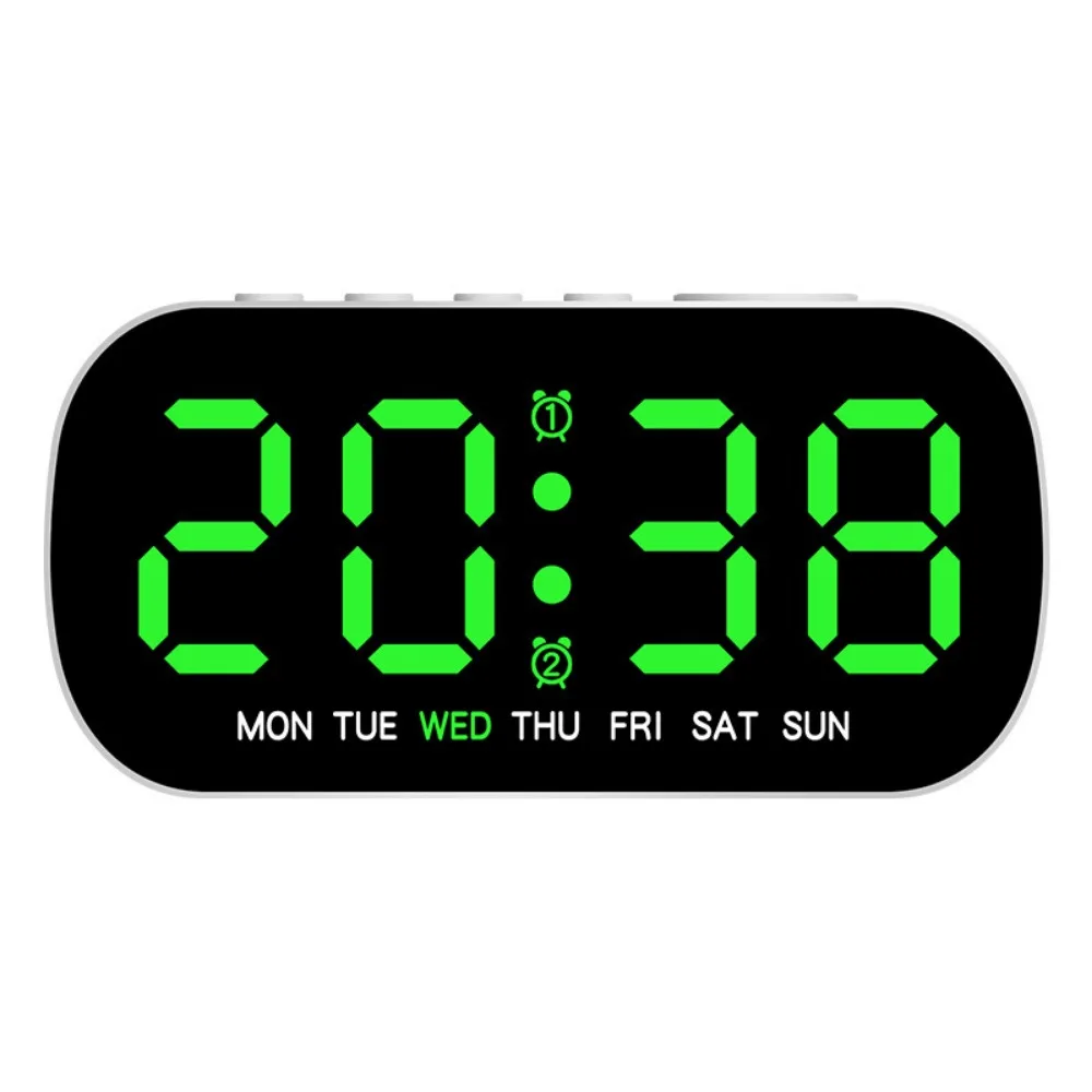 

Large Display Digital Alarm Clock Temperature Display 5 Levels Brightness LED Digital Clock Two Sets Alarms Multi Functional