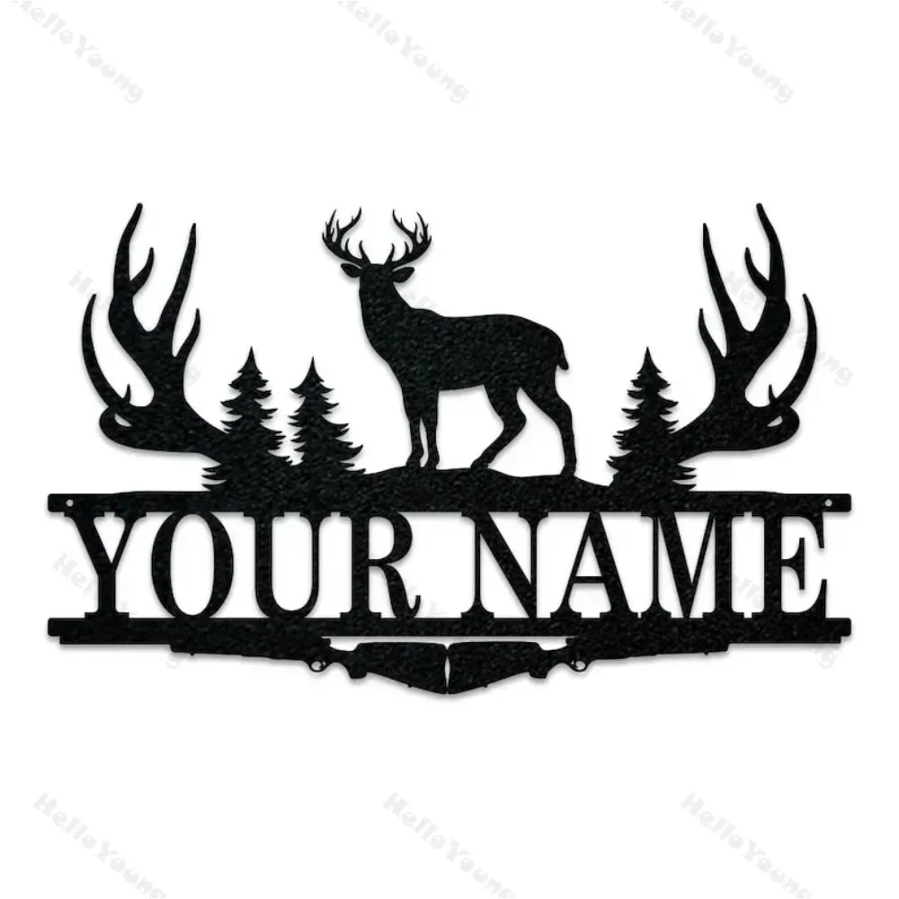 Buck Antler Split Monogram Sign, Hunting Camp Decoration. A Gift for Him, Unique Metal Plate. Outdoor Theme, Perfect Present.