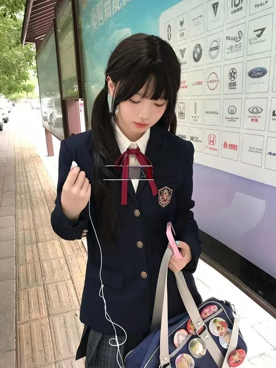 

Оригинальный Jk orm Jaet, японский Sle, весенне-осенний школьный orm, верхняя одежда, женская футболка на пуговицах, кобальтовый синий костюм, топ