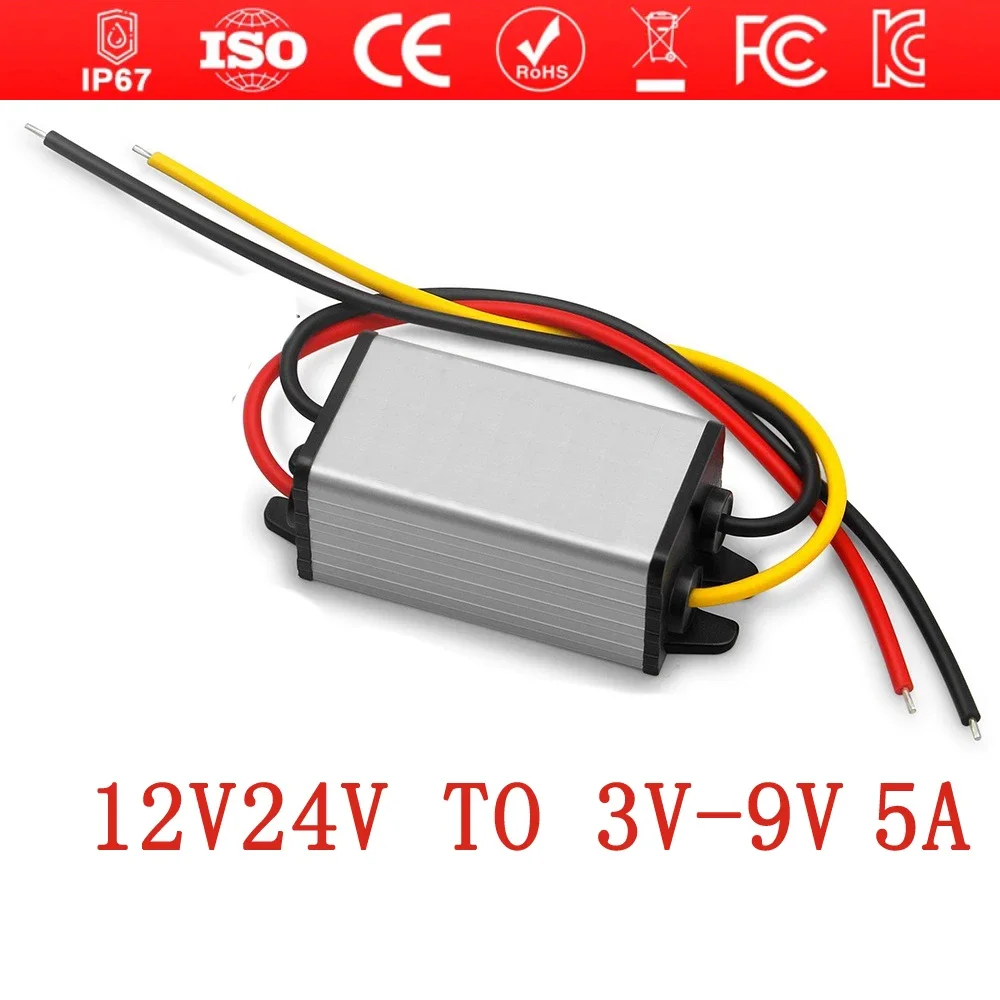 12V24V do 9V 7.5V 6V 5V 4.2V 3.7V 3V 3.3V 5A 12V do 9V 24V do 9V transformator moduł obniżający napięcie DC konwerter mocy CE RoHS