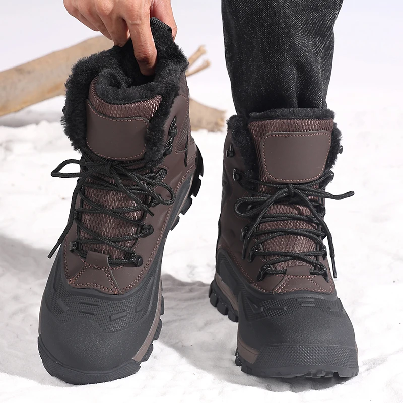 

Men's Winter Thiened Fce Lined High Top Snow Boots Outdoor Hiking oes Mountain Climbing oes Warm Casual Faion Boots