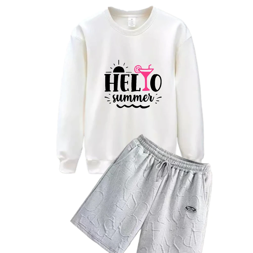 

2025 Polyester Fiber Men Suit Set For Spring And Autumn Season Summer Windy Wine Glass Print suits Sports T-shirts+shorts sets