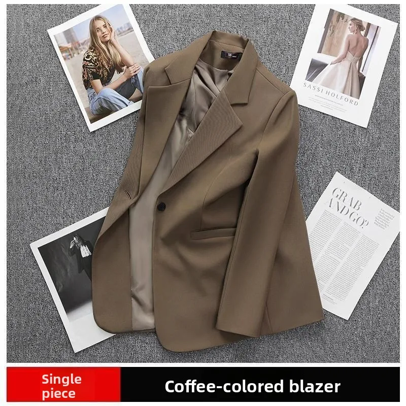 ربيع جديد Sle المرأة رداء غير رسمية Jaet ort Bla التخسيس الراقية الشعور طويل Sve زر حتى معطف فام Faion #1