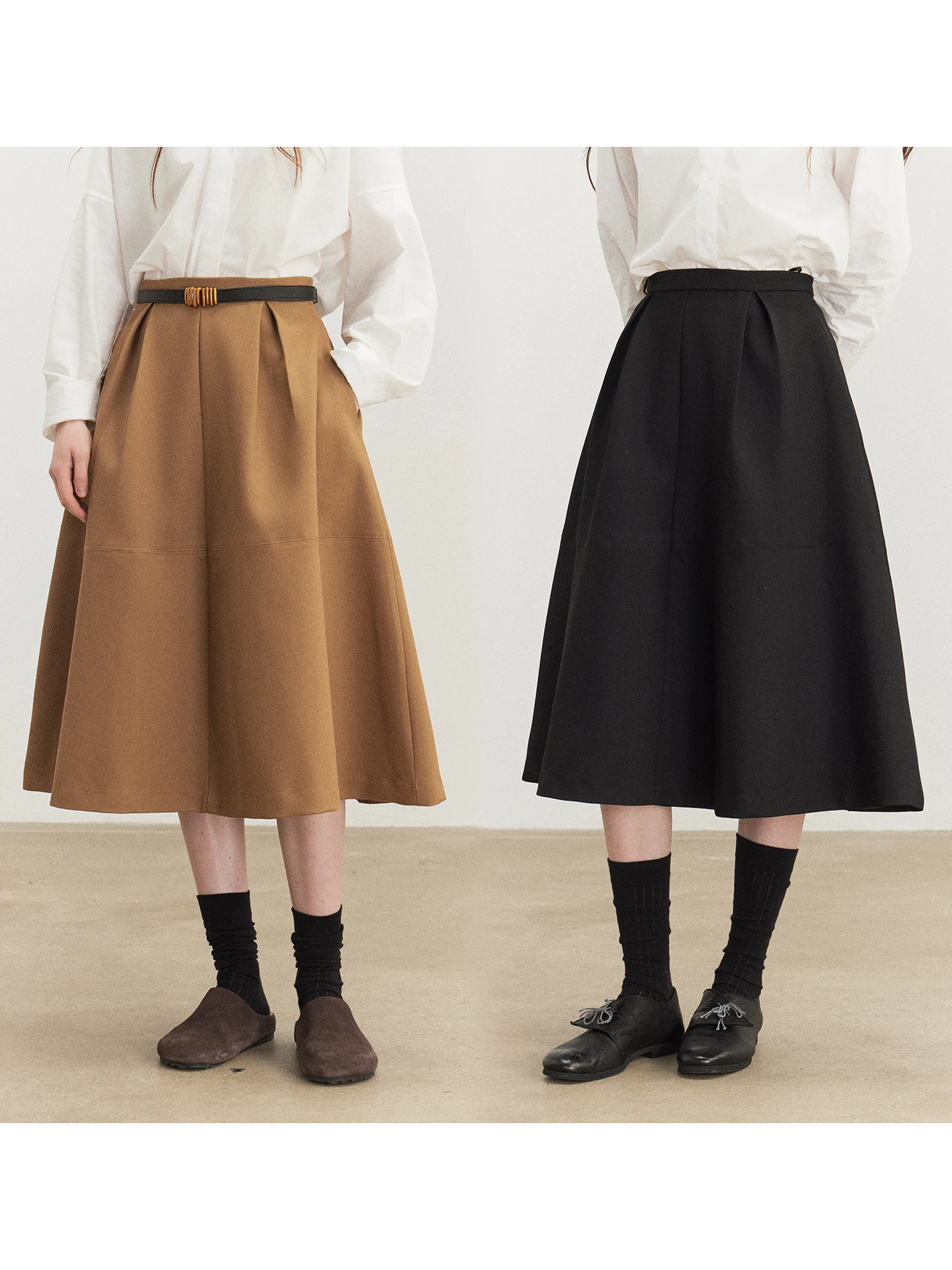 

Юбка миди А-силуэта с высокой талией для женщин, новинка ранней весны, стройнящая, скрывающая бедра, для фигуры типа «груша»